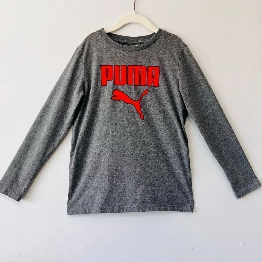 Puma Gray Long Sleeve Tee Boys Sz.S 7/8 EUC
